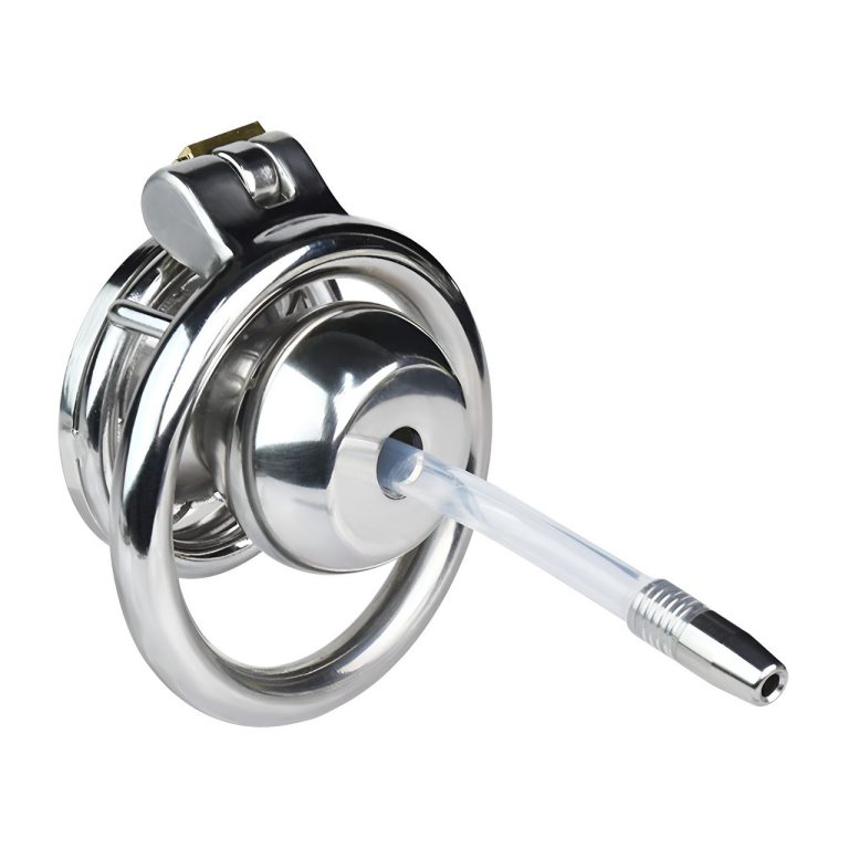 TS transvestite special butterfly pattern penis compression chastity lock (with silicone catheter) - Image 14