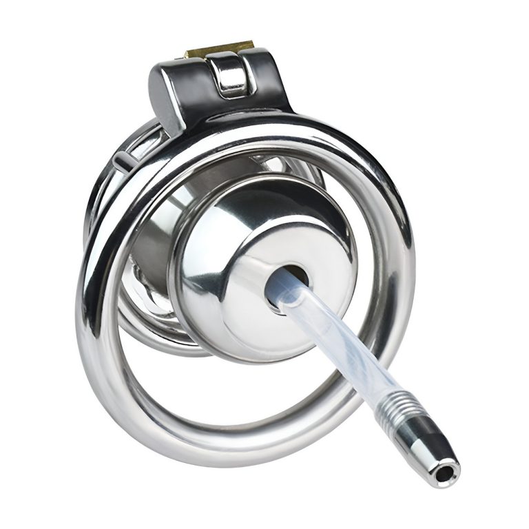 TS transvestite special butterfly pattern penis compression chastity lock (with silicone catheter) - Image 15
