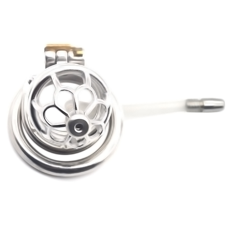 Men's plum blossom shaped anti-fall chastity lock (with catheter)