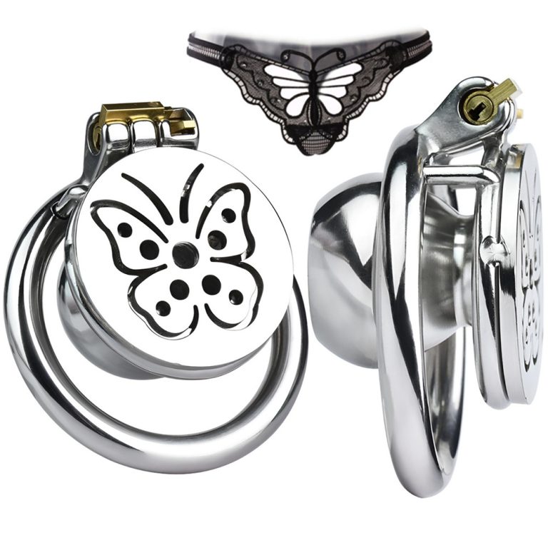 TS transvestite special butterfly pattern penis compression chastity lock (with silicone catheter)