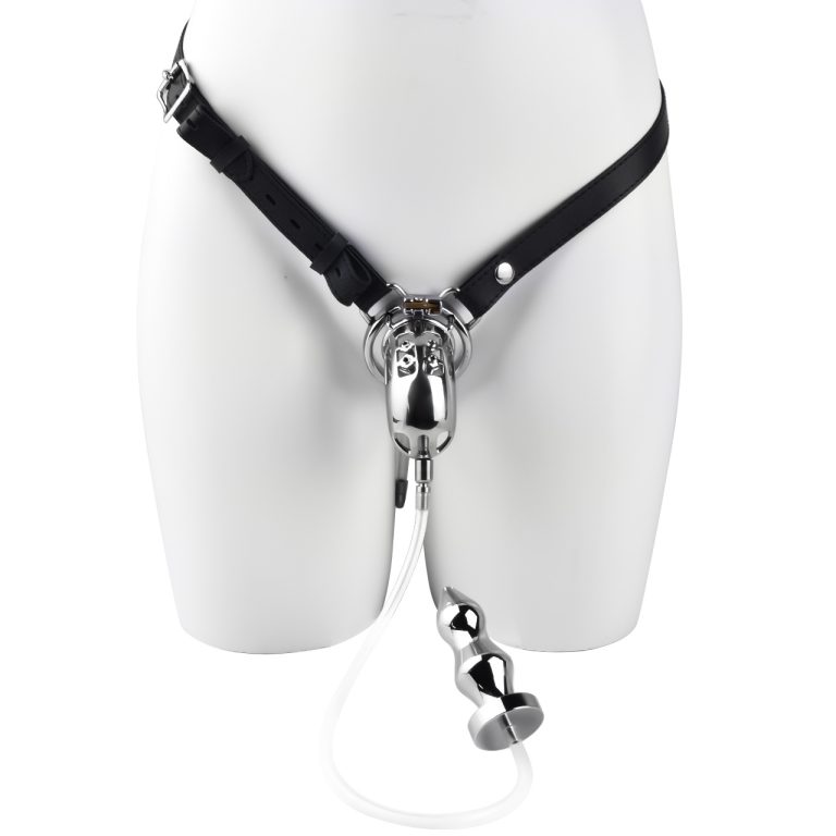 Men's urinary catheter anal plug bondage chastity lock (wearable type)