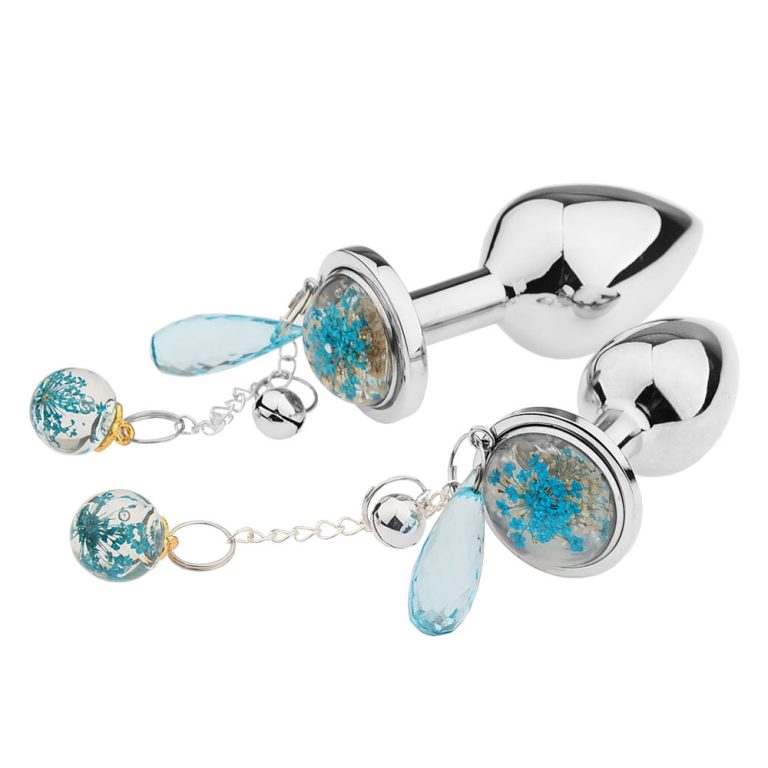 Translucent crystal metal butt plug with pendant