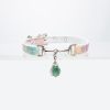 Original design niche green stone pendant PUPPY collar (with leash)