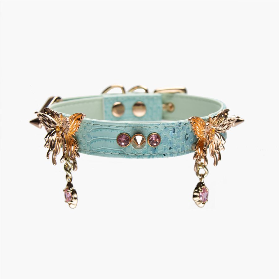 Original design niche blue laser gradient double butterfly sm choker (without leash)