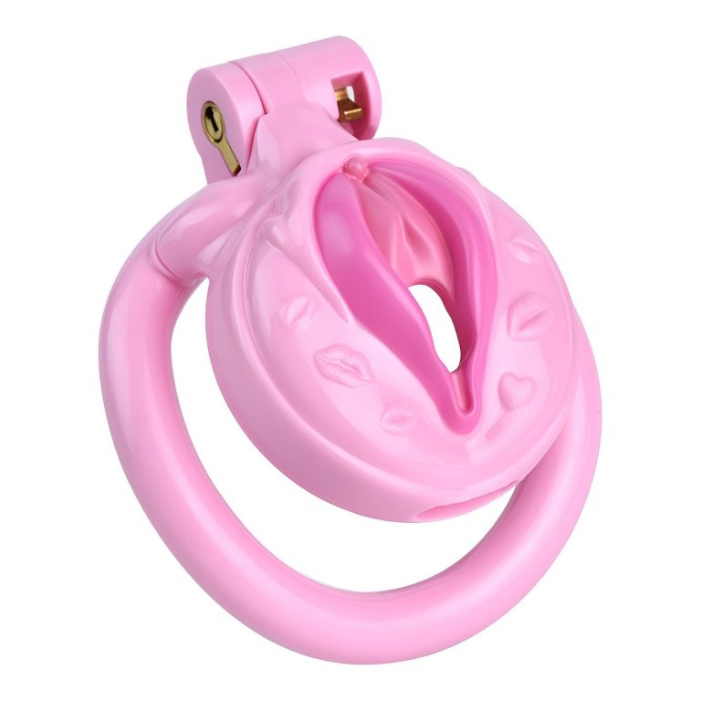 TS transvestite uses imitation female genital chastity lock - Image 56