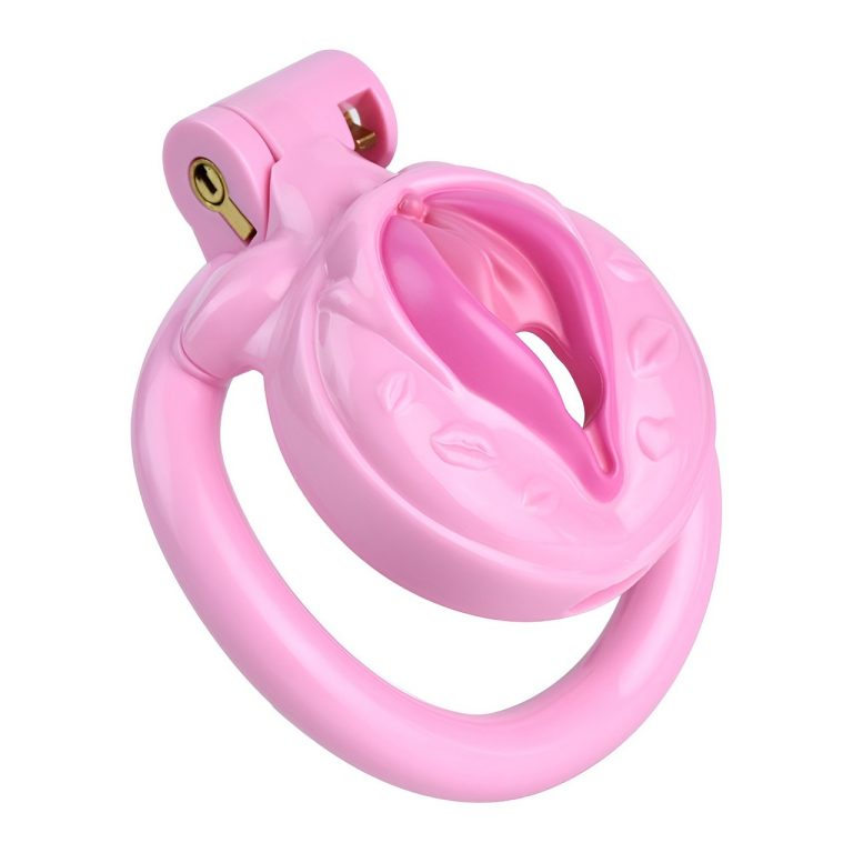 TS transvestite uses imitation female genital chastity lock - Image 55
