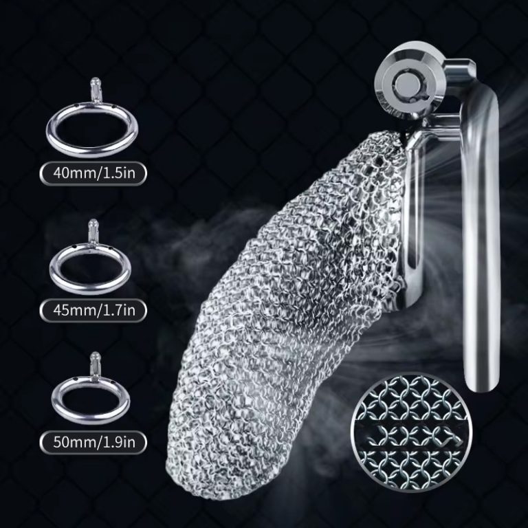Men's stainless steel braided mesh chastity lock