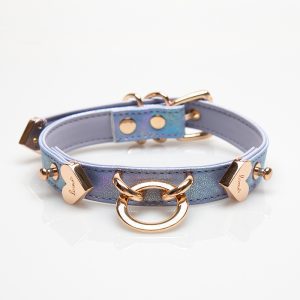 Laser Gradient Leather Dog Collar with Leash - Designer Traction Set