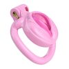TS transvestite uses imitation female genital chastity lock