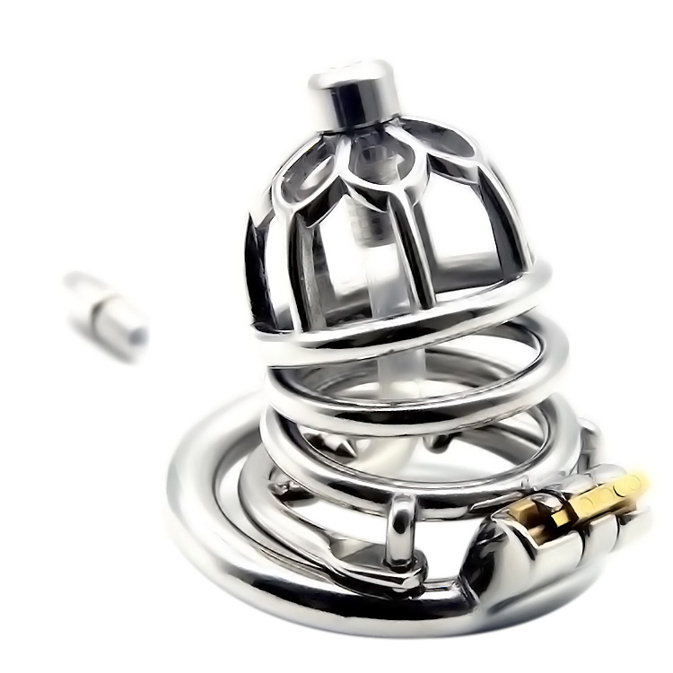 Men's plum blossom shaped anti-fall chastity lock (with catheter)