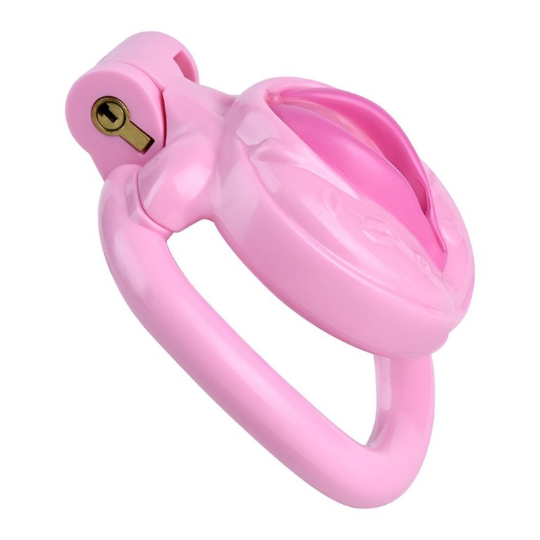 TS transvestite uses imitation female genital chastity lock - Image 51