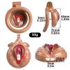 TS transvestite uses imitation female genital chastity lock