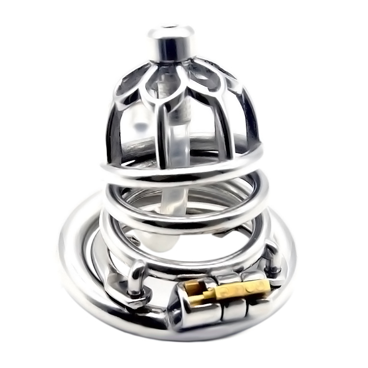 Men's plum blossom shaped anti-fall chastity lock (with catheter)