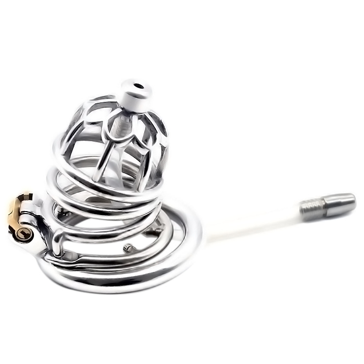 Men's plum blossom shaped anti-fall chastity lock (with catheter)