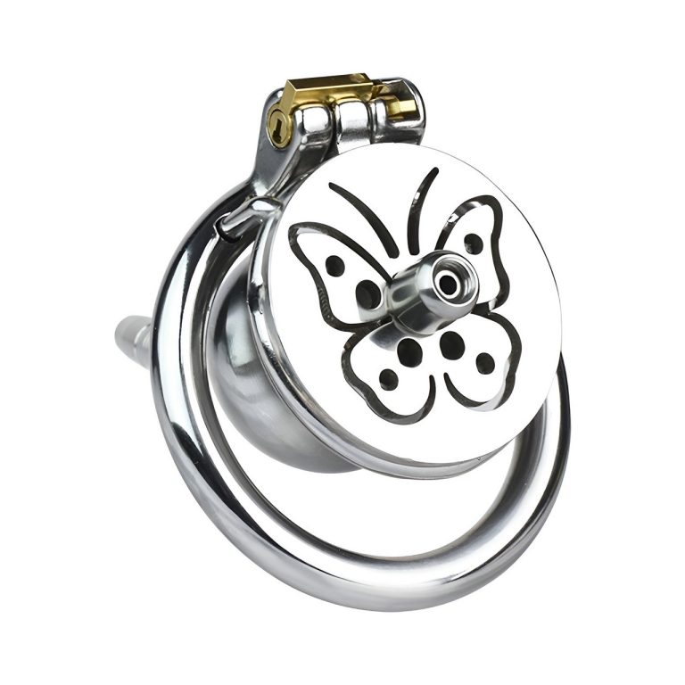 TS transvestite special butterfly pattern penis compression chastity lock (with silicone catheter)