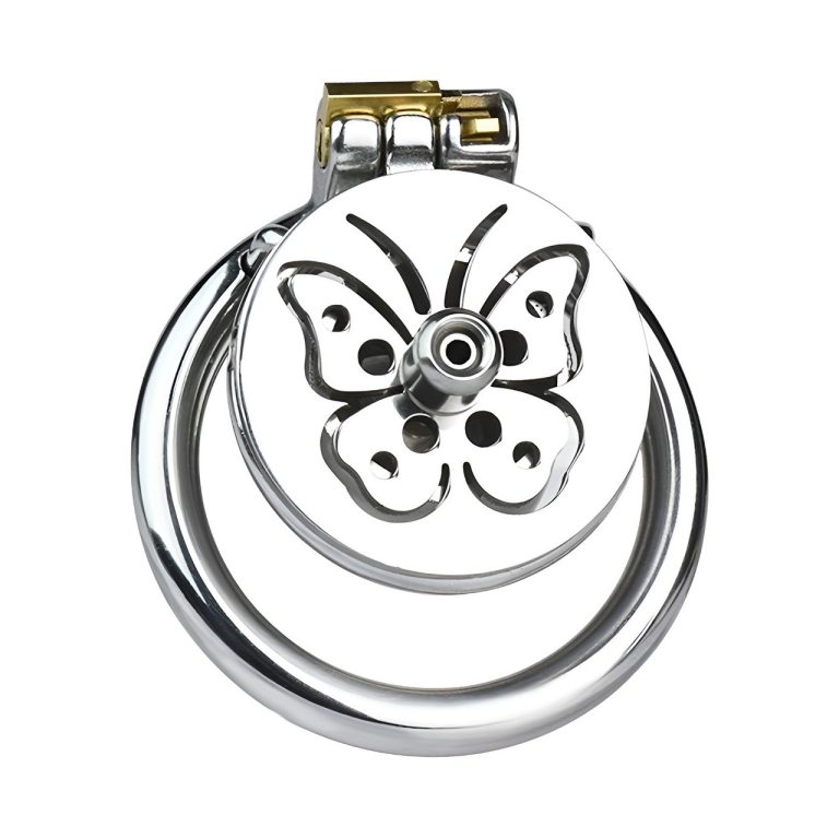 TS transvestite special butterfly pattern penis compression chastity lock (with silicone catheter) - Image 8