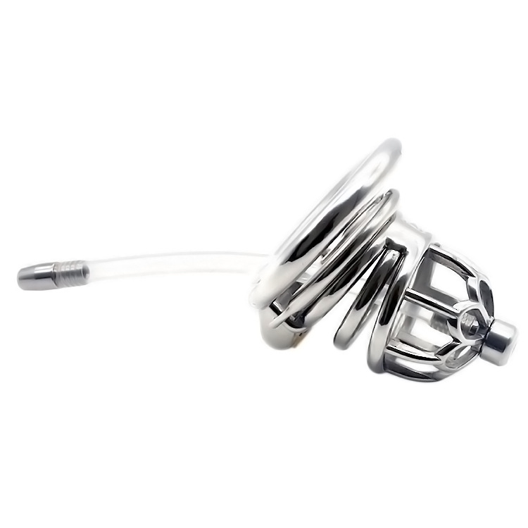 Men's plum blossom shaped anti-fall chastity lock (with catheter)