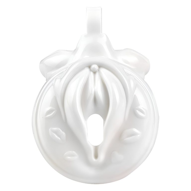 TS transvestite uses imitation female genital chastity lock - Image 5