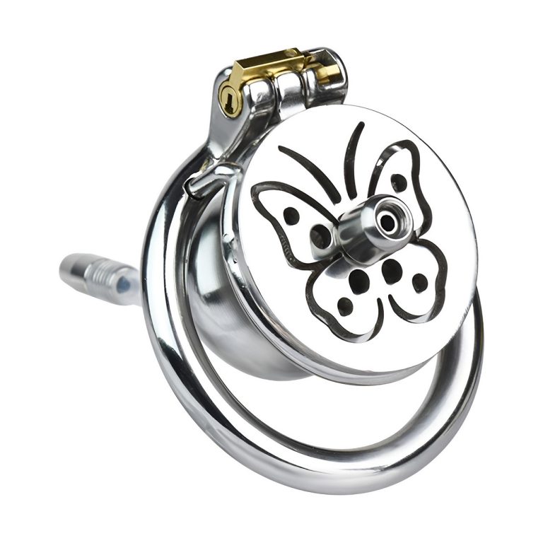TS transvestite special butterfly pattern penis compression chastity lock (with silicone catheter)