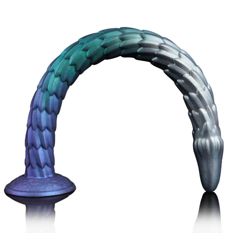 Extra long dragon scale shaped metallic color masturbation butt plug