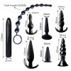 Black silicone anal plug eight piece set
