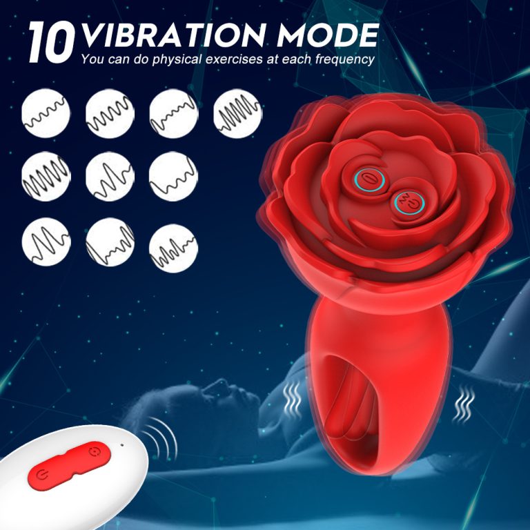 Red Rose Tongue Slapping Vibrating Butt Plug