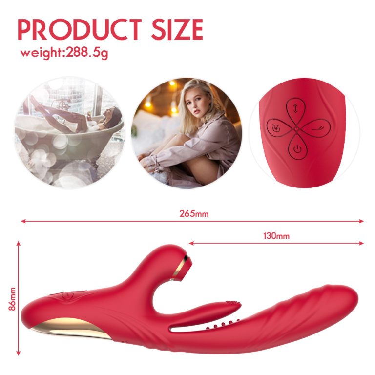Girls' multi-touch tongue sucking telescopic vibration silicone masturbator