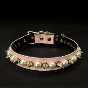 Gothic style pearl rivet choker