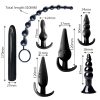 Black silicone anal plug seven piece set