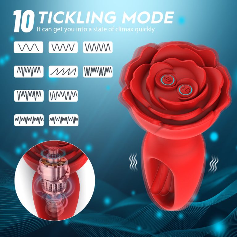 Red Rose Tongue Slapping Vibrating Butt Plug
