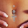 Stainless steel diamond sexy belly button ring