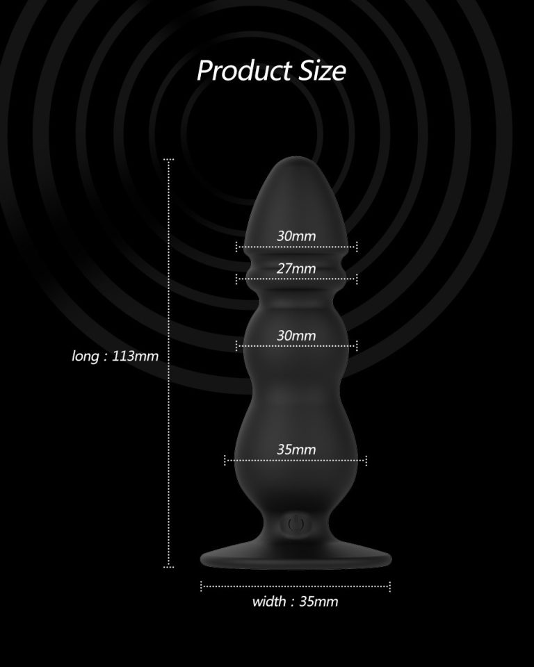 Black ten-frequency vibration remote control silicone anal plug toy