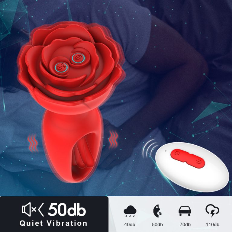 Red Rose Tongue Slapping Vibrating Butt Plug