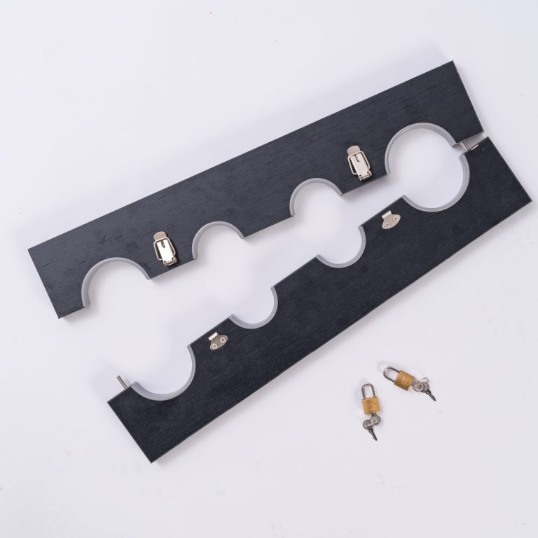 BDSM couple game hand and foot integrated forced bondage style wooden shackles