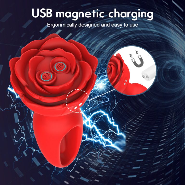 Red Rose Tongue Slapping Vibrating Butt Plug