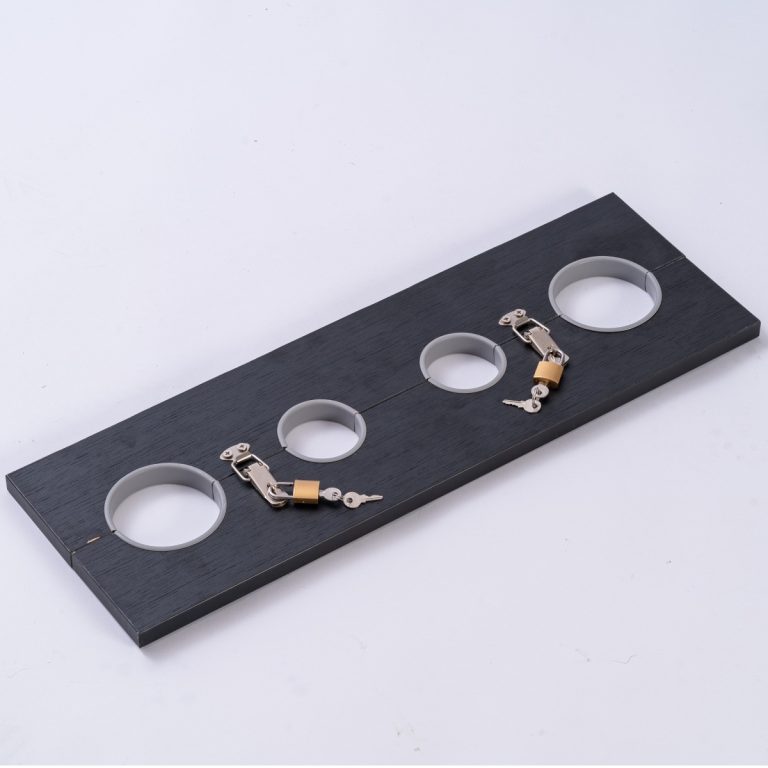 BDSM couple game hand and foot integrated forced bondage style wooden shackles - Image 8