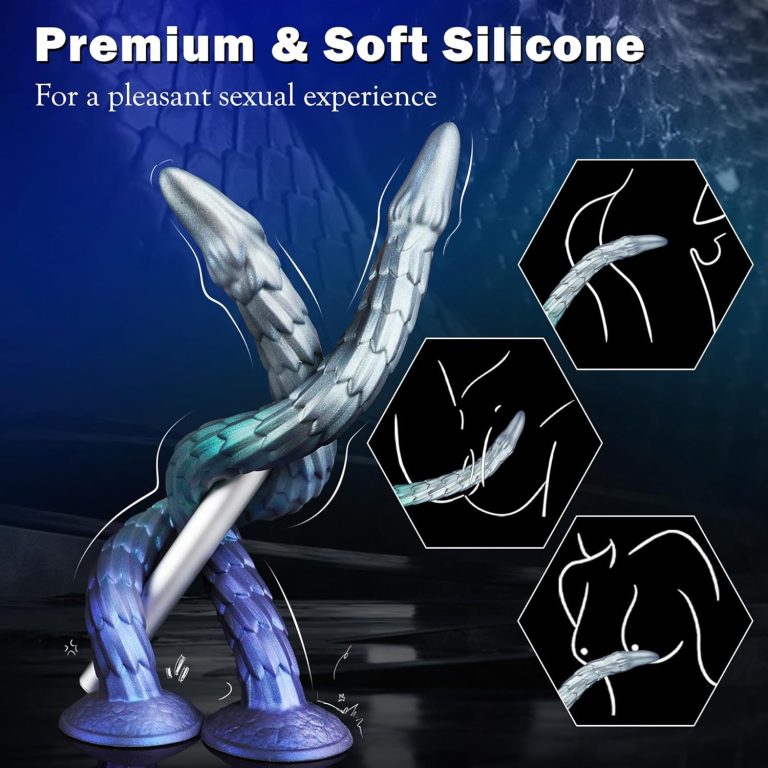 Extra long dragon scale shaped metallic color masturbation butt plug