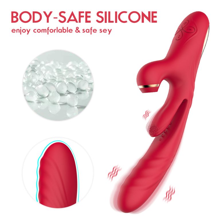 Girls' multi-touch tongue sucking telescopic vibration silicone masturbator