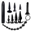 Black silicone anal plug set of 10
