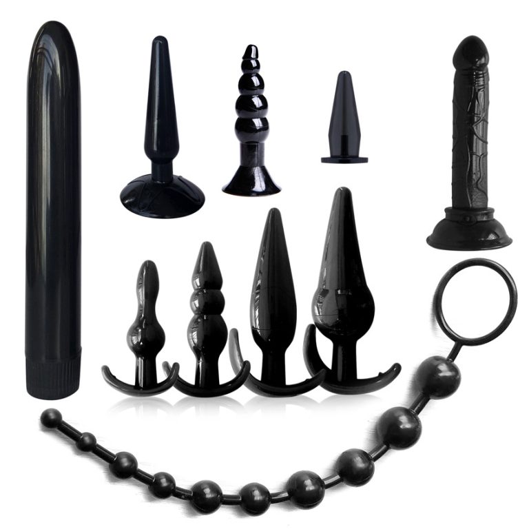 Black silicone anal plug set of 10