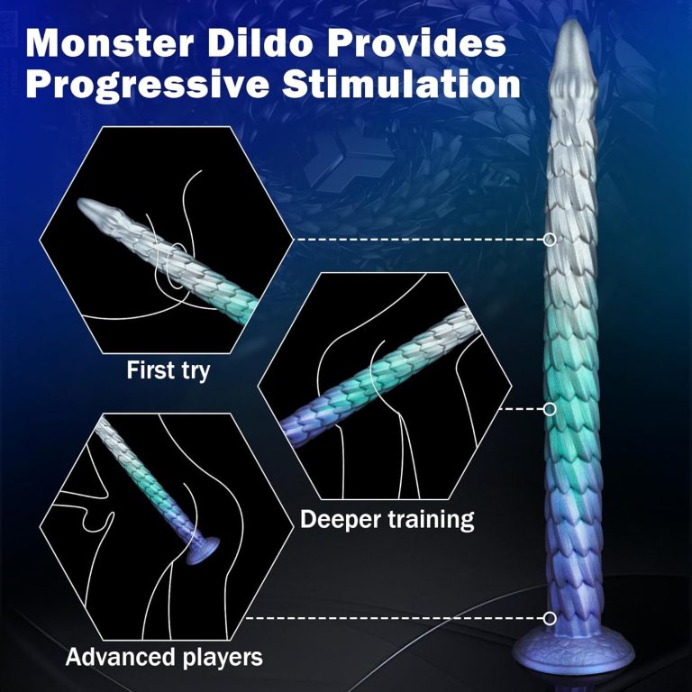 Extra long dragon scale shaped metallic color masturbation butt plug