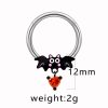 Red heart bat pendant pierced nipple ring jewelry
