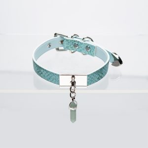 Aquamarine crystal accessories snakeskin choker (without leash)