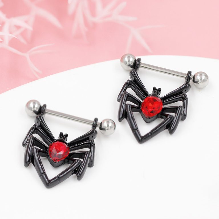 Dark spider pierced nipple ring jewelry