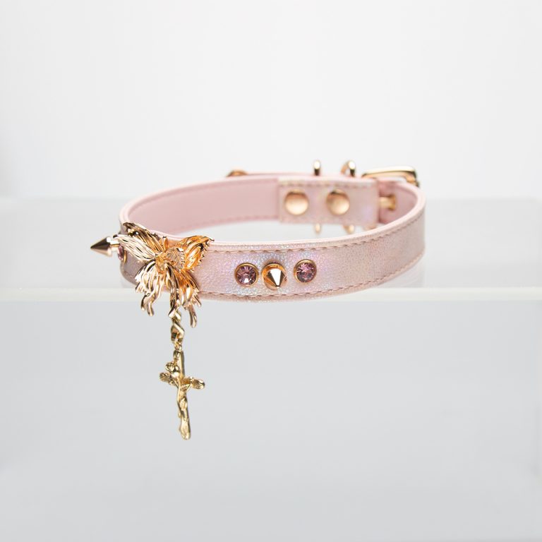 Pink exquisite butterfly cross accessories snakeskin choker (without leash)