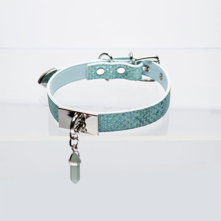 Aquamarine crystal accessories snakeskin choker (without leash)