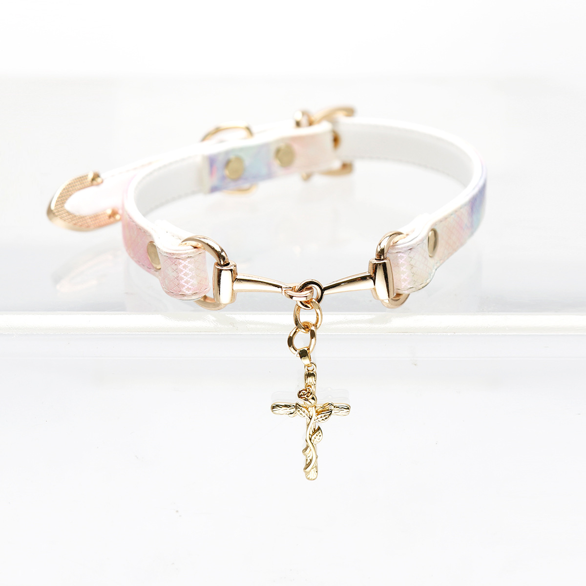 Exquisite cross accessories gradient snakeskin choker (without leash)