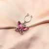 Crystal butterfly pendant diamond-free pierced nipple ring jewelry
