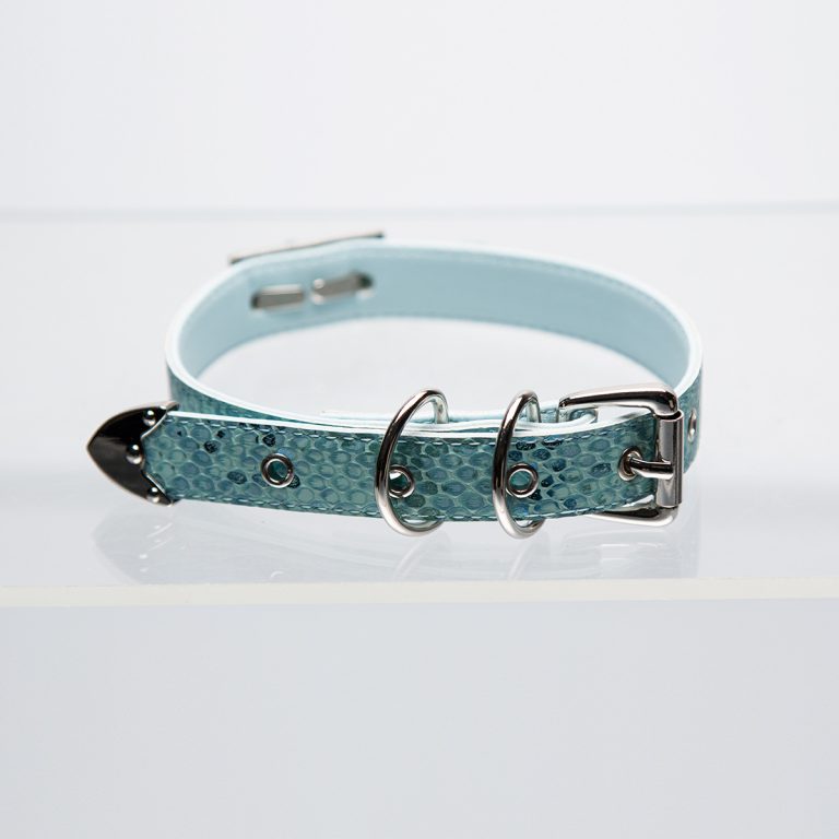 Aquamarine crystal accessories snakeskin choker (without leash)
