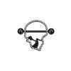 Diamond-studded hollow skull pierced nipple ring jewelry